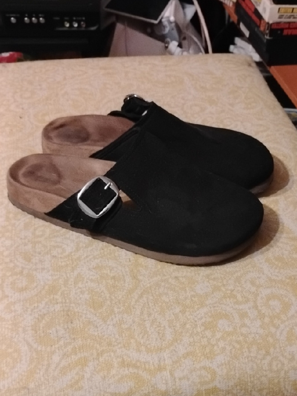 Black Slip-On Mule Clogs with Buckle 9